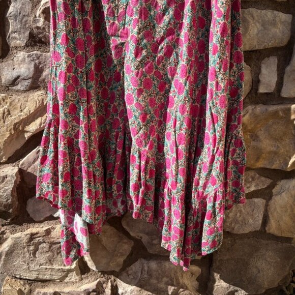 Natural Life Maxi Skirt Floral Large Pink Smocked Waist Asymmetrical Boho - Picture 6 of 8